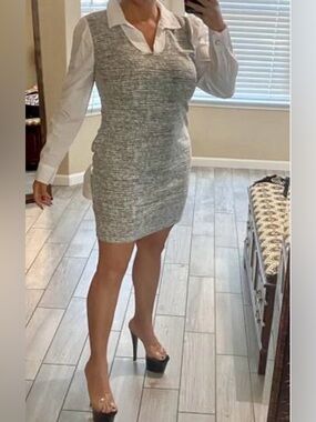 Absolutely Famous Grey Knit Mini Dress